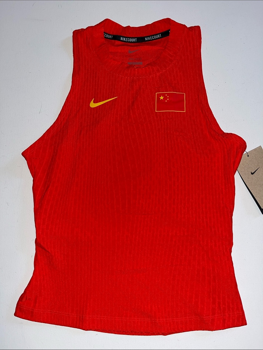 Nike Court Slam Tennis Tank Top women's M Tall MT Dri-Fit China Red FD9057-675